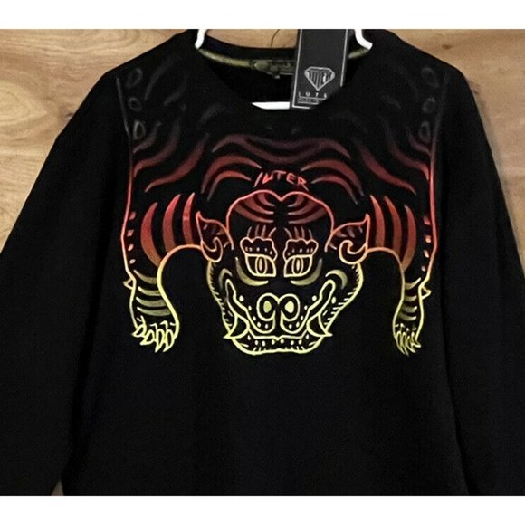 NWT Luter mens xxl black embroidereddragon sweatshirt tibetan gradient crew